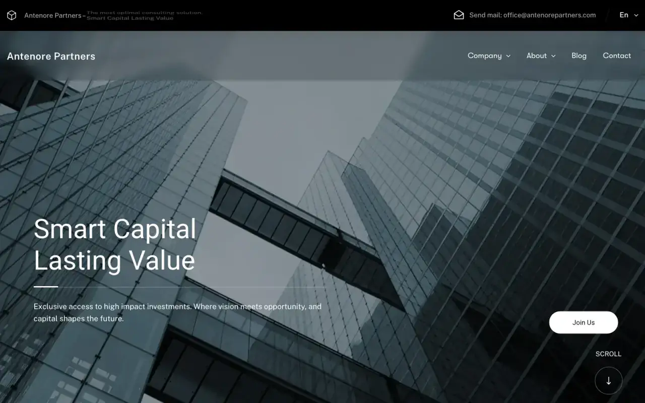 Antenore Partners website by Optiflow