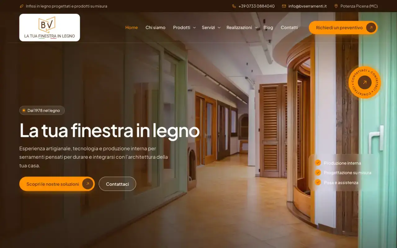 BV Serramenti website by Optiflow