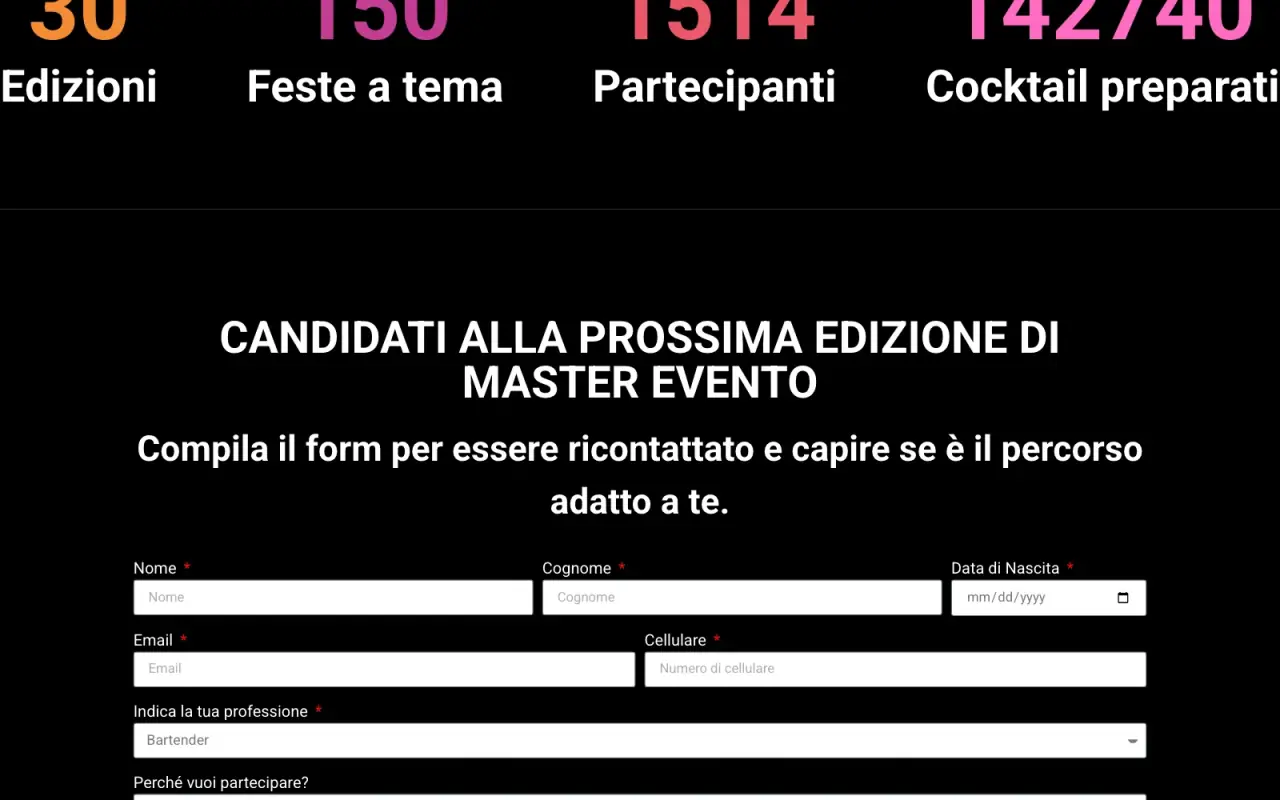 Master Evento project, detail 2