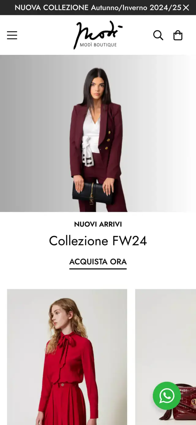 Modì Boutique project on mobile