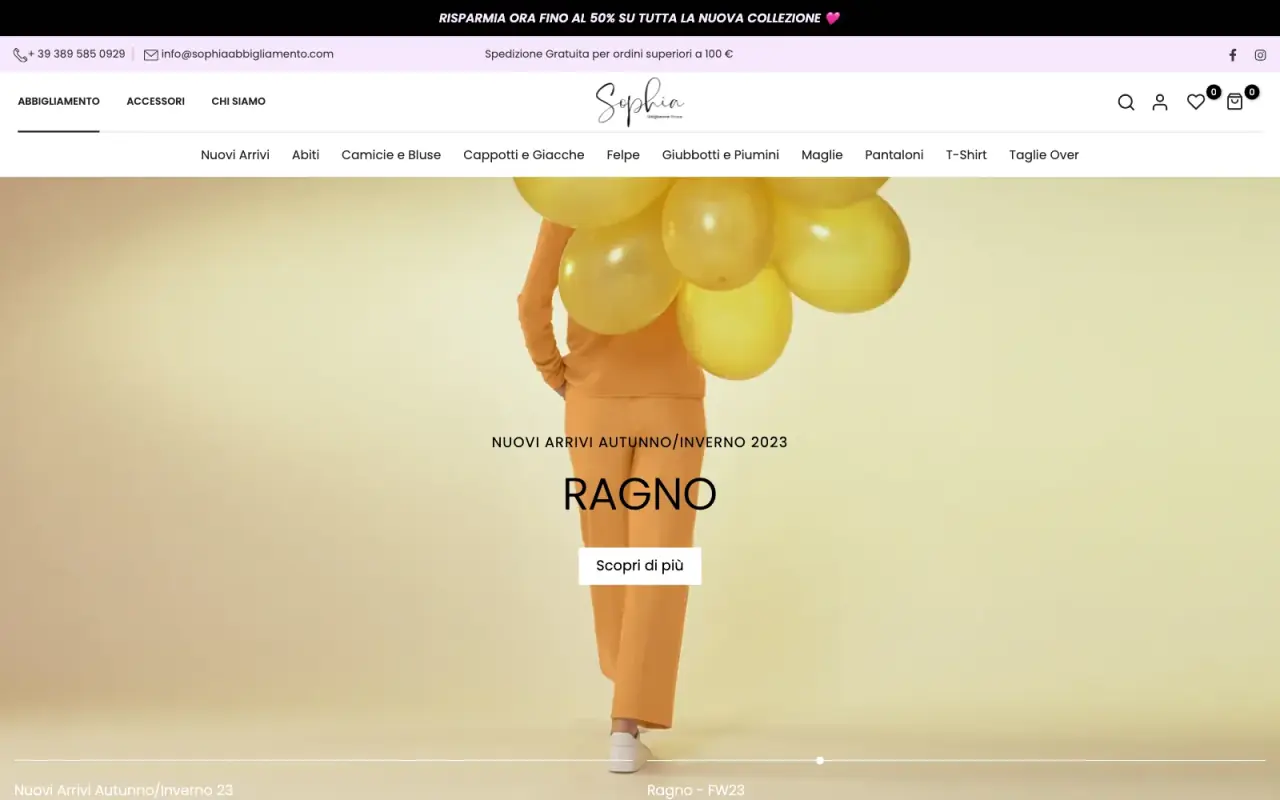 Sophia Abbigliamento website by Optiflow