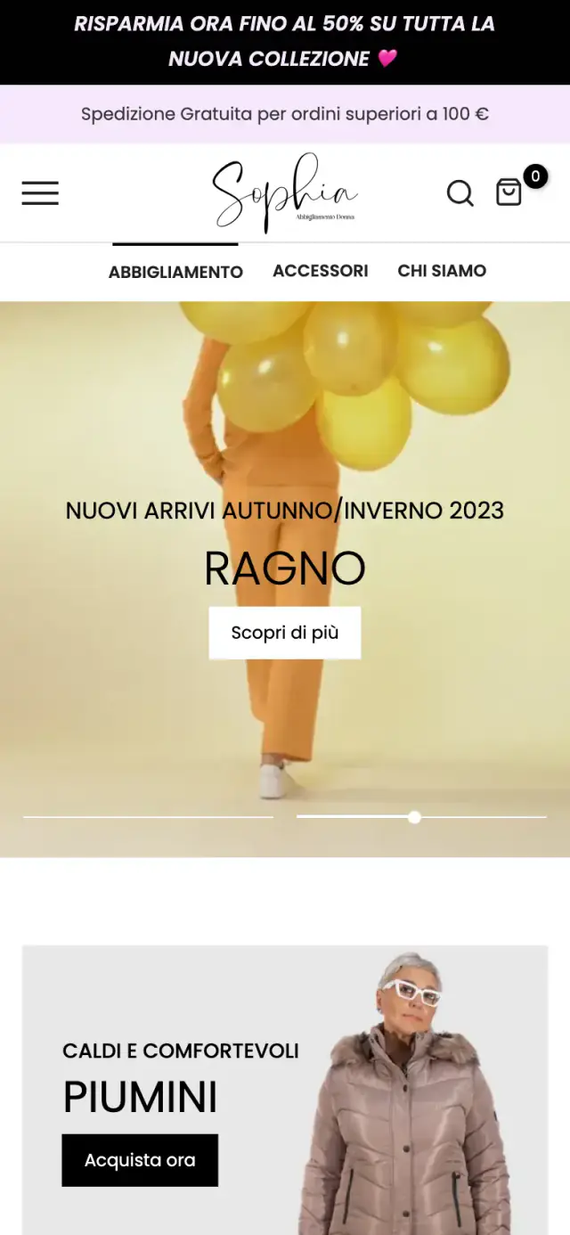 Sophia Abbigliamento project on mobile
